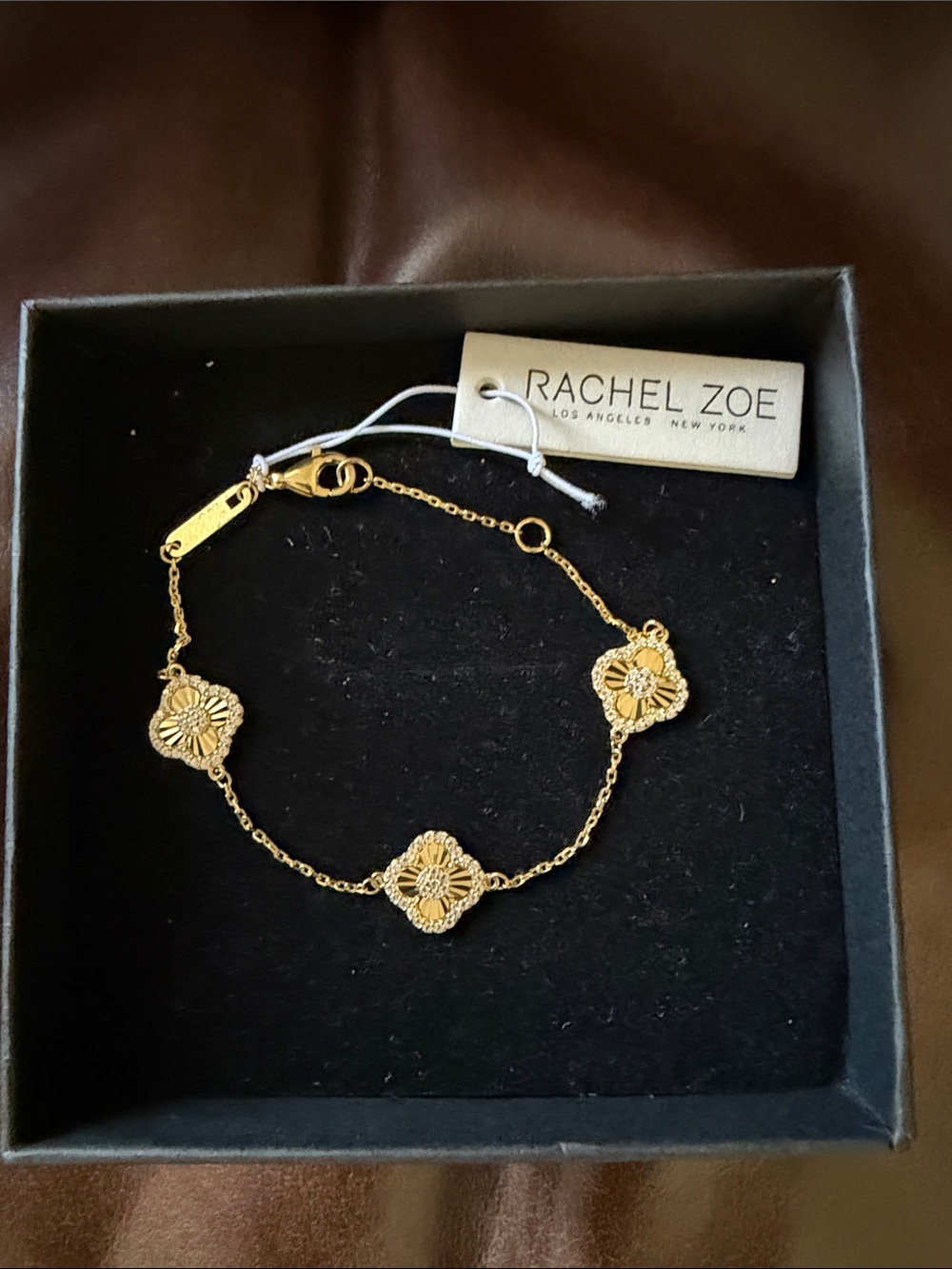 NWT Rachel Zoe Four Clover Gold Jewel Bracelet